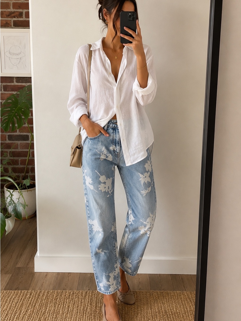 One Teaspoon Floral Print Boyfriend Jeans